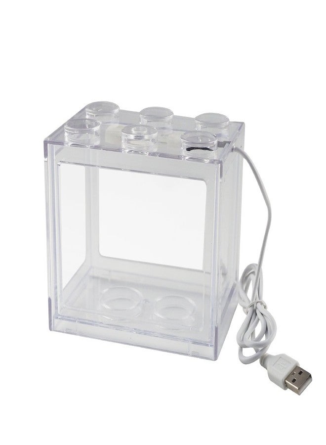 OMEM حوض سمك صغير يعمل بمنفذ USB من OMEM، طقم حوض سمك صغير بإضاءة LED، حوض سمك مُركّب على شكل مكعبات بناء - Image 1